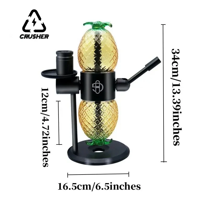 CRUSHER Pineapple Shape Gravity Hookah Set Tobacco Bowl Glass Pipe Narguile Complete 360 Rotation Shisha Smoking Accessories