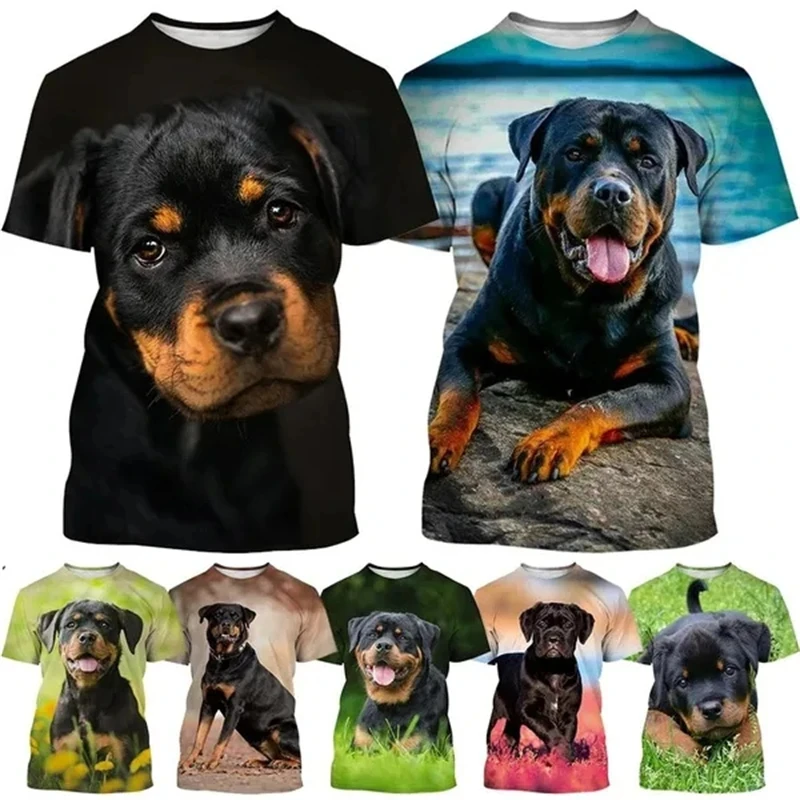 New Fashion Rottweiler 3D Printing T-shirt Men\'s And Women\'s Clothing Summer Casual Short-sleeved Pet Dog Tshirts Oversized Tops