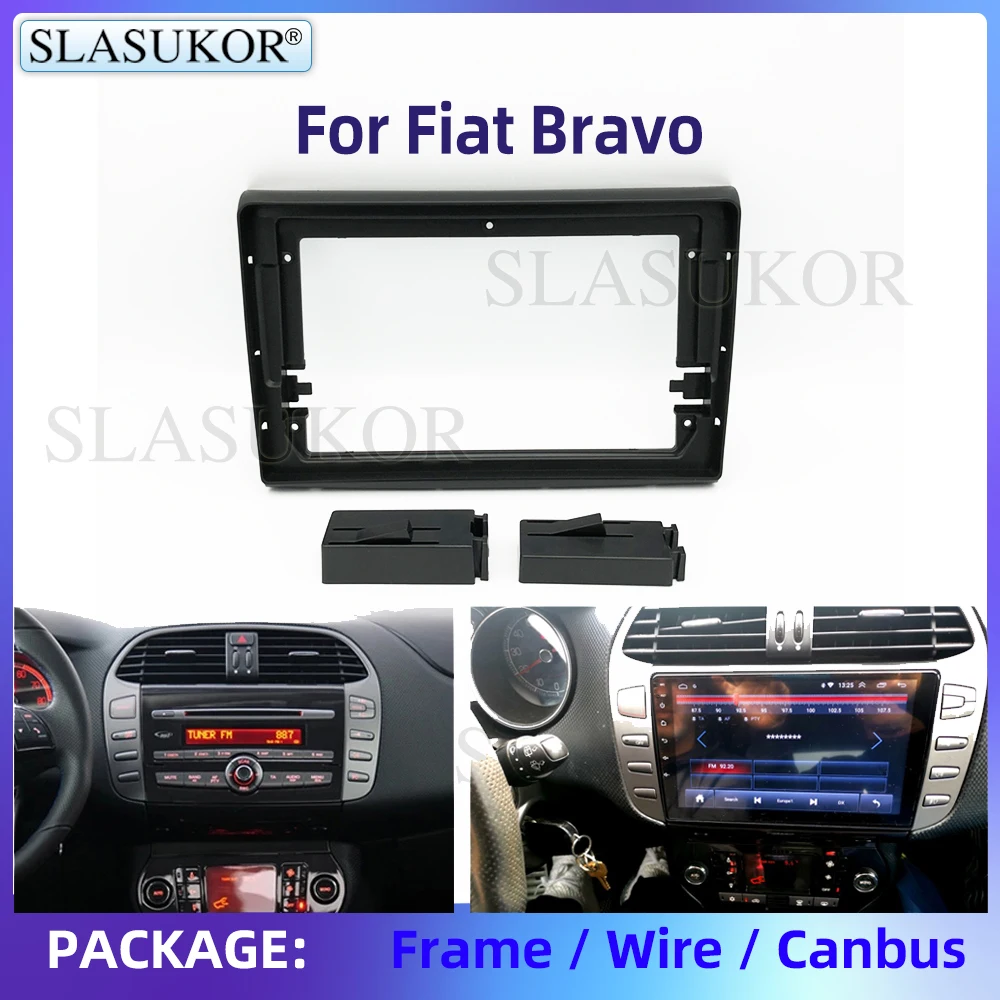 

9" For Fiat Bravo 2007-2012 Car Radio Panel Dash Kit Install Console Bezel Adapter Plate Frame Accessories With Wire