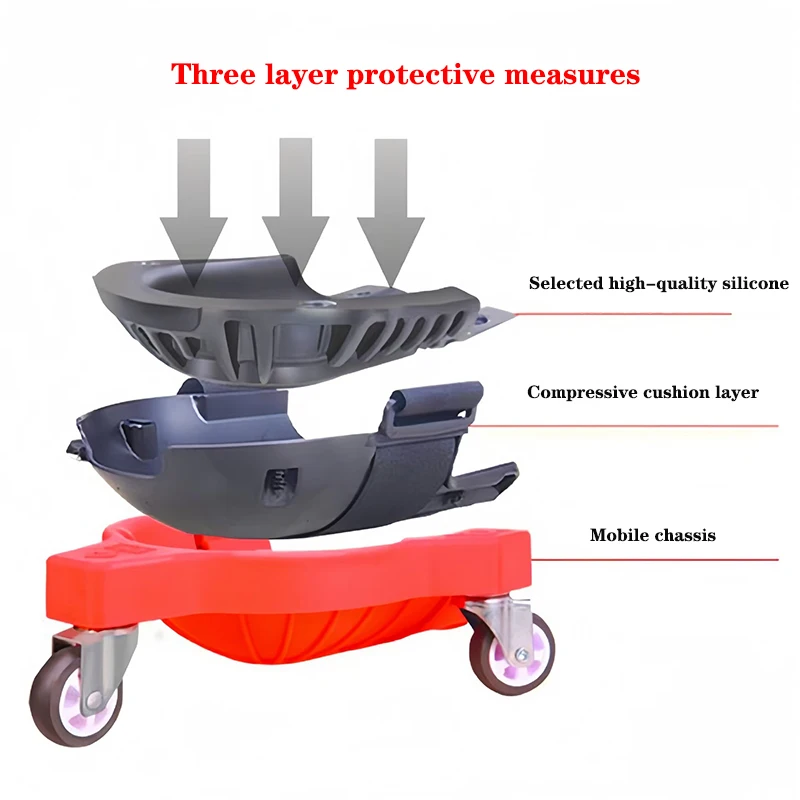แผ่นป้องกันเข่ากลิ้งพร้อมล้อในตัวเบาะโฟมต่อแพลตฟอร์มวางกระเบื้องหรือไวนิลสําหรับซ่อมรถยนต์ปกป้องเข่า