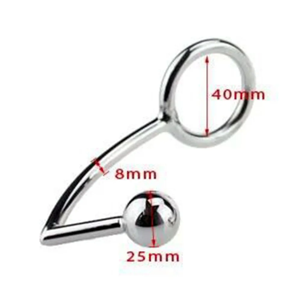 40/45/50mm Metal Anal Hook with Penis Ring for male Anal Plug Penis Chastity Lock Fetish Cock Ring Sex Toys for Men