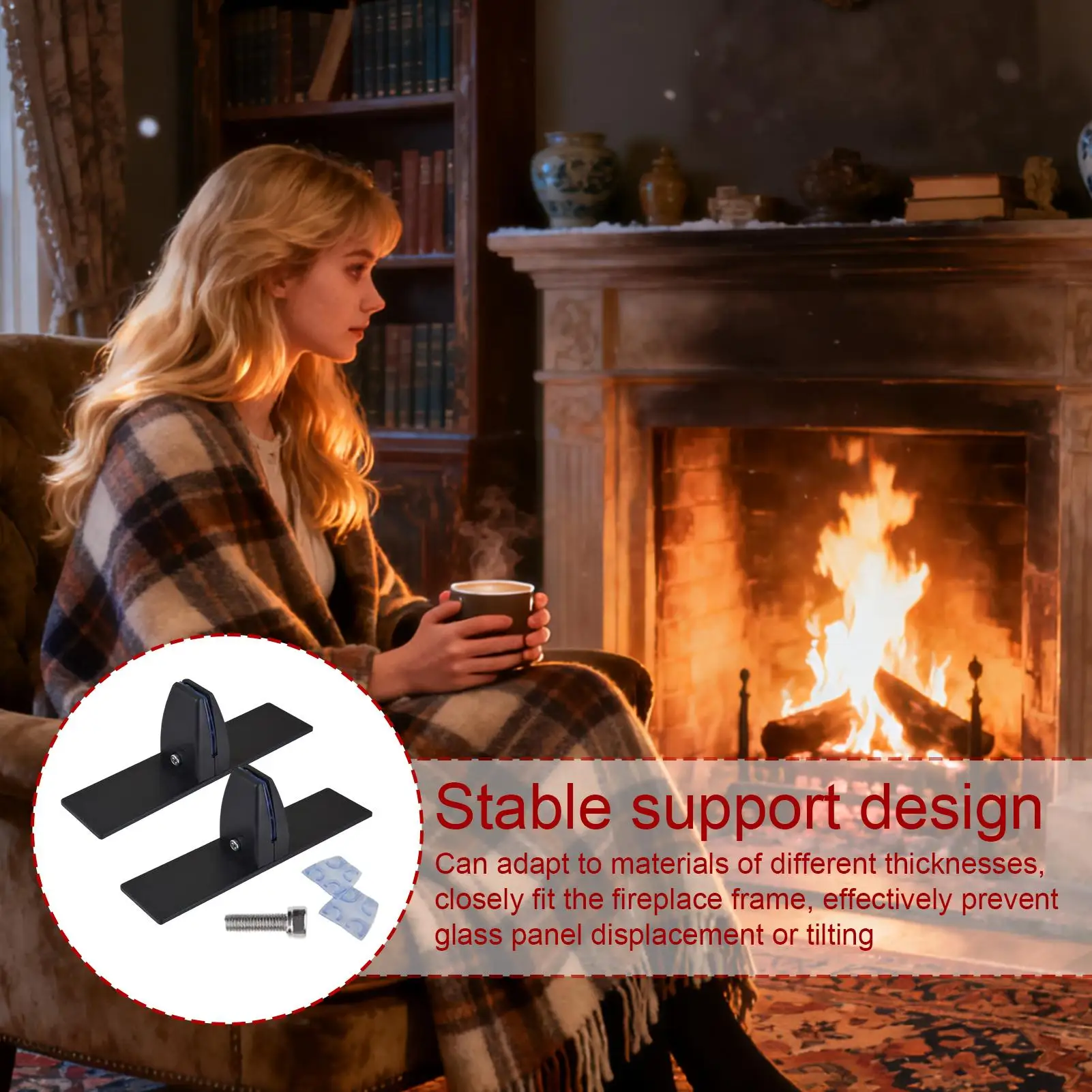 

Fireplace Metal Glass Holder Bracket Feet 2 Pieces Accessory With Adjustable Clips Fireplace Metal Base Bracket For Winter