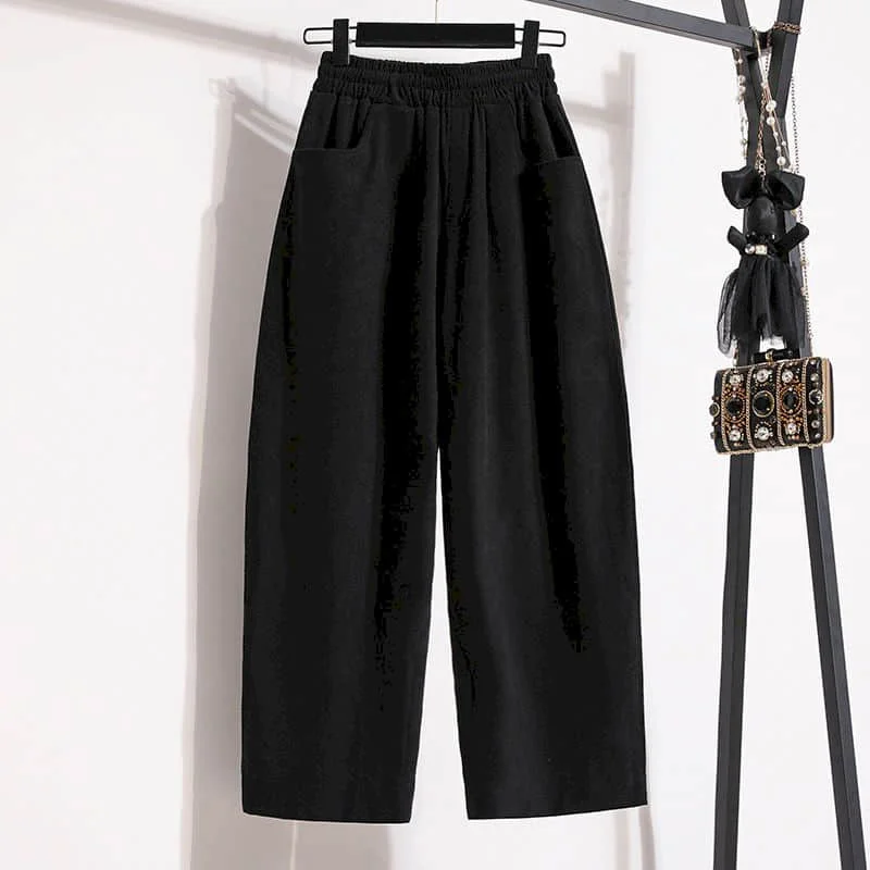 Solid Harem Pants Women Hip Hop Pants Y2k Clothes Korean Style Casual Elastic Waist Baggy Pants Loose Sweatpants Women Trousers