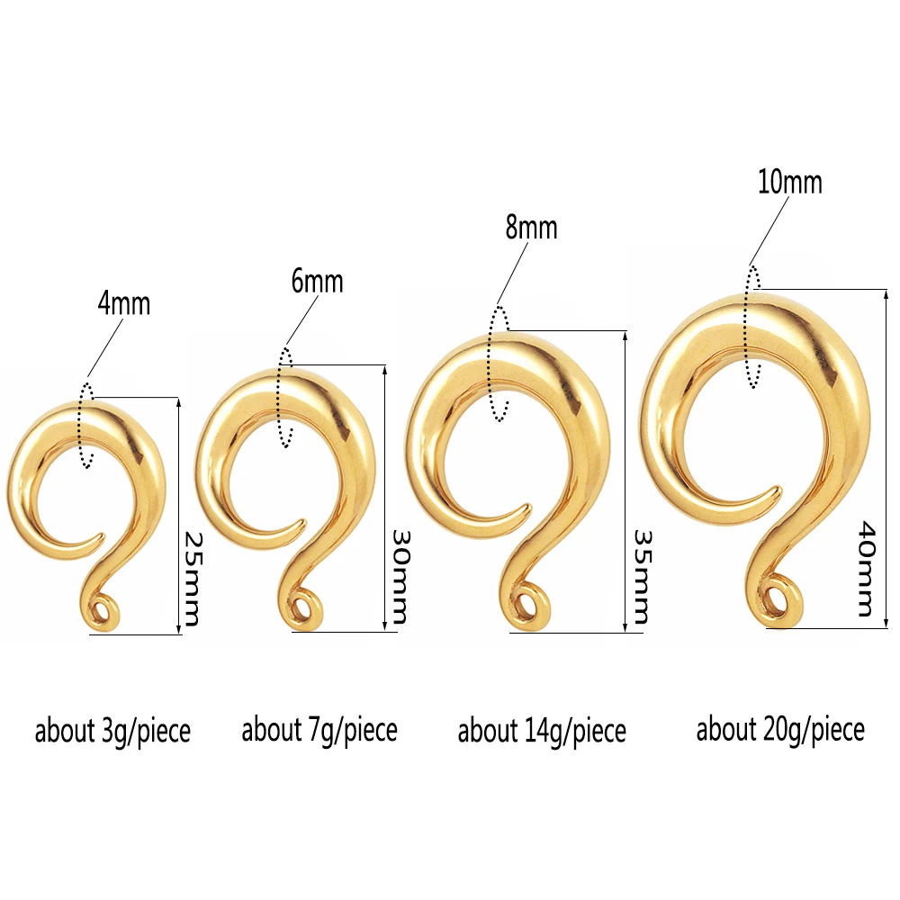 Giga 2PCS DIY Ear Hooks Stainless Steel Tunnel Plug Weighted Dangle Earrings,Suitable for ear stretching , body piercing jewelry
