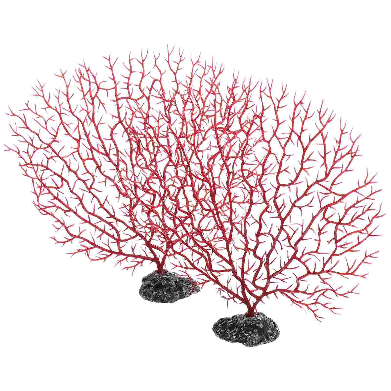 

2 Pcs Fish Tank Landscaping Iron Tree Decoration Plants Simulation Corals Large Scenery Fake Aquarium Adornment