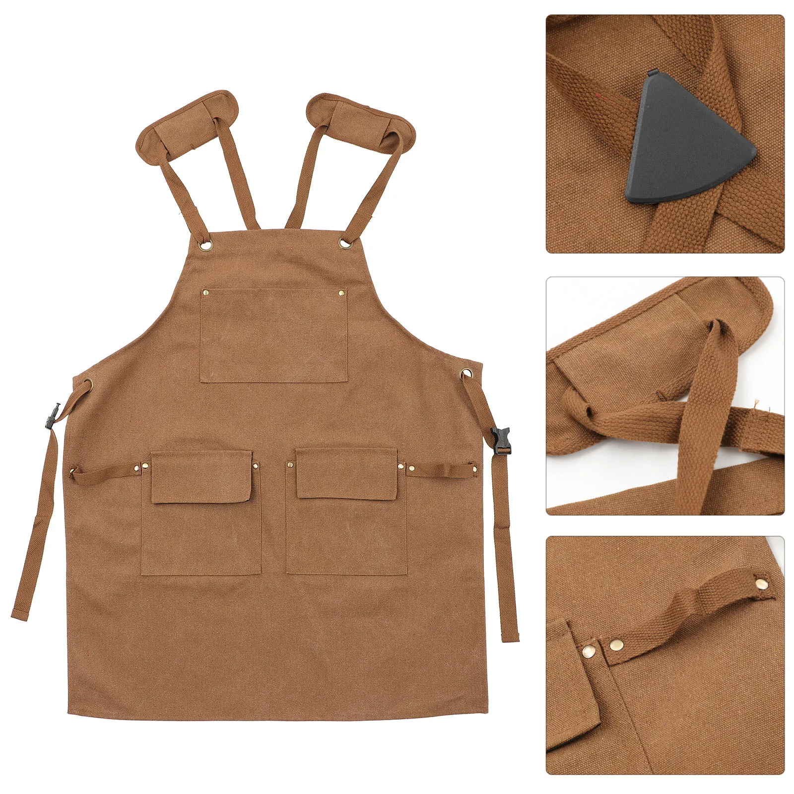 

Canvas Apron Thickened Waterproof Salon Apron Cross Strap Adjustable Unisex One Size Fits All Home Garden
