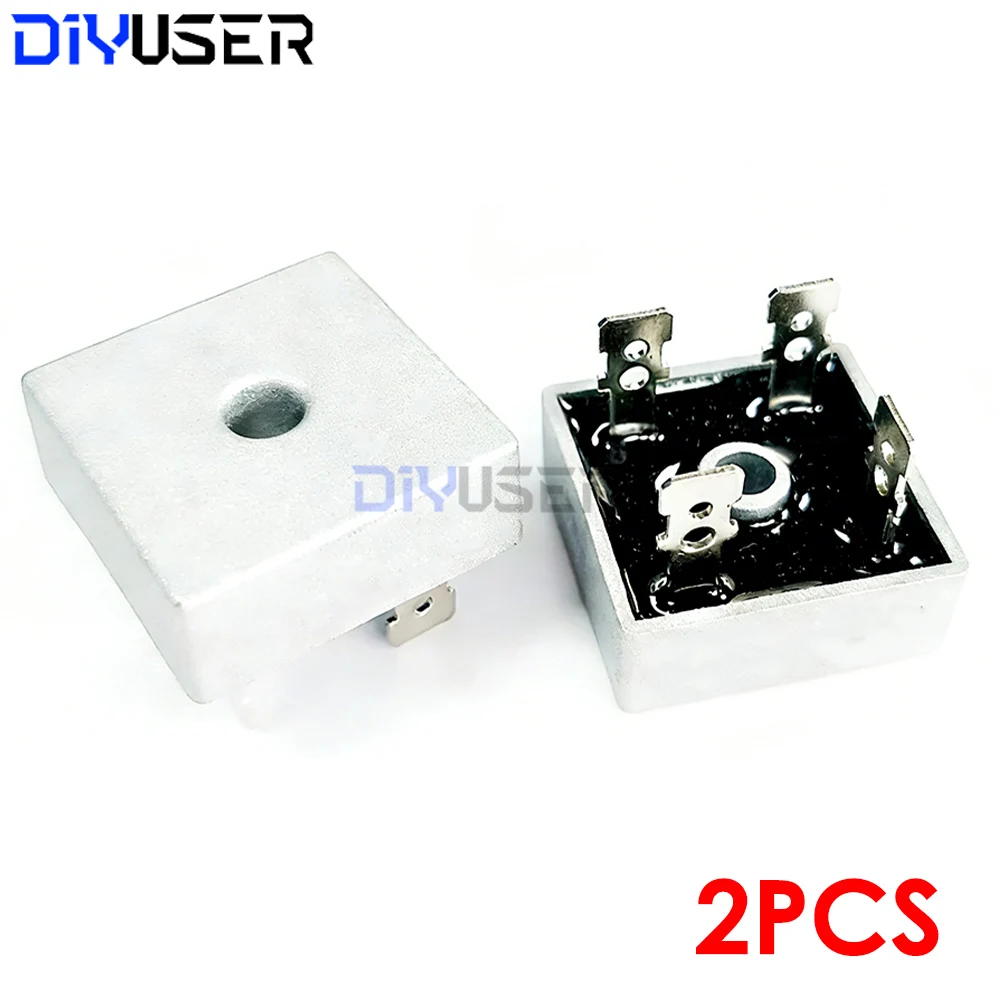 2 uds KBPC5010 50A 1000V cargador de puente completo cuadrado puente rectificador pila puente plano montaje de orificio pasante de cuatro pines