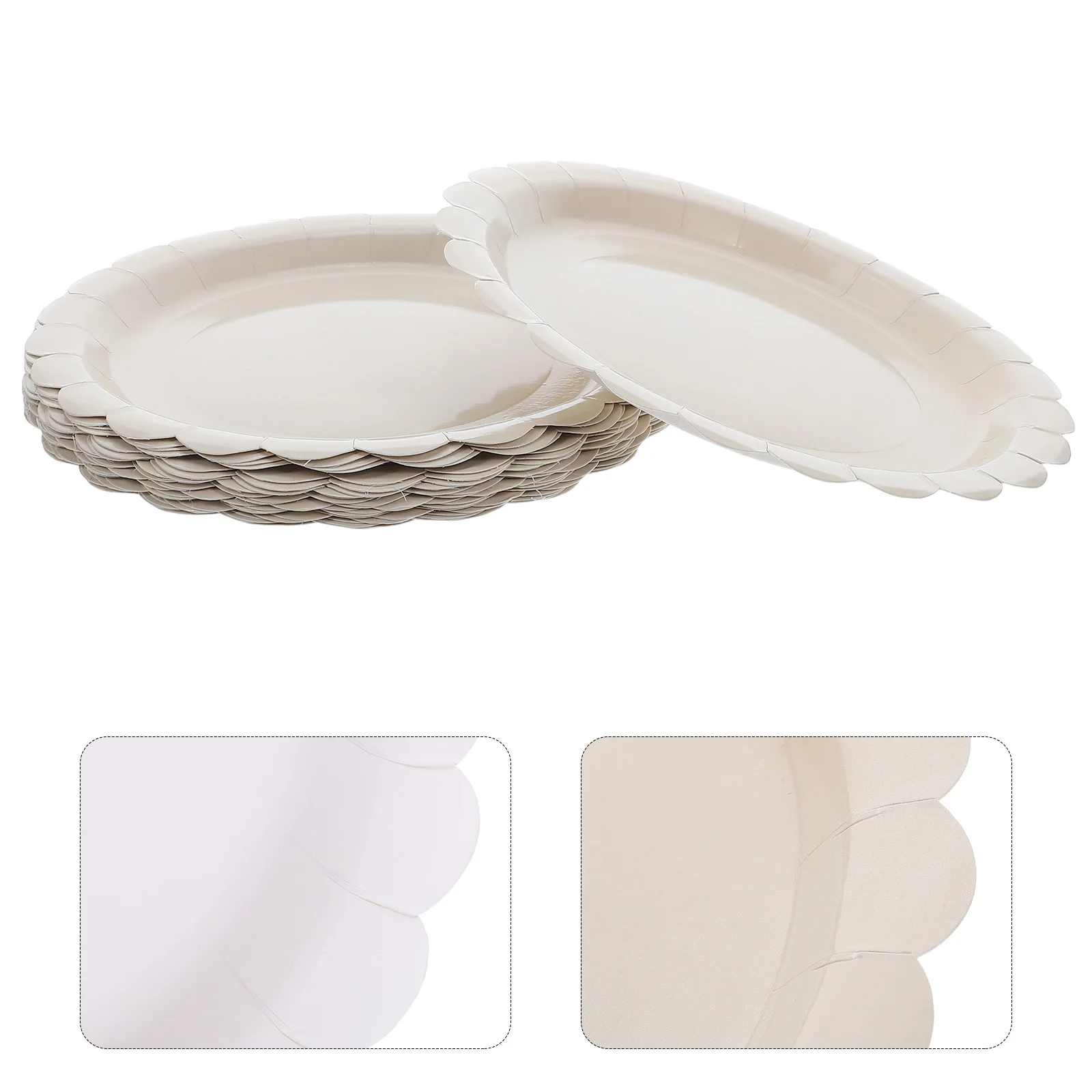 

25Pcs Birthday Dinnerware Set Solid Color Scalloped Edge Paper Plates 9 Inch Disposable Serving Platters for Outdoor