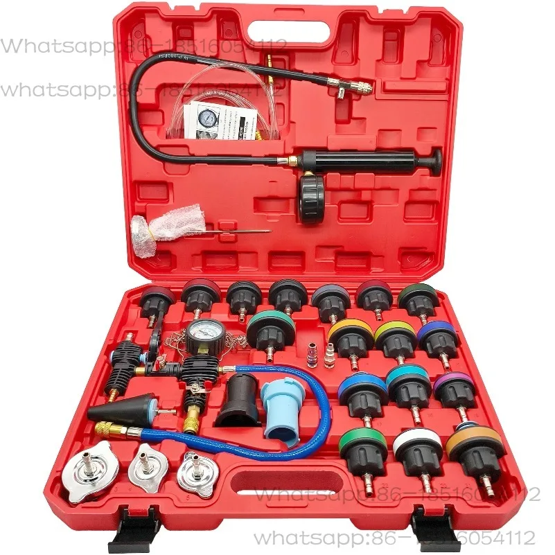 

Universal Radiator Pressure Tester, 28 Pieces, Cooling System Leak Detector and Vacuum Refrigerant Charging Kit