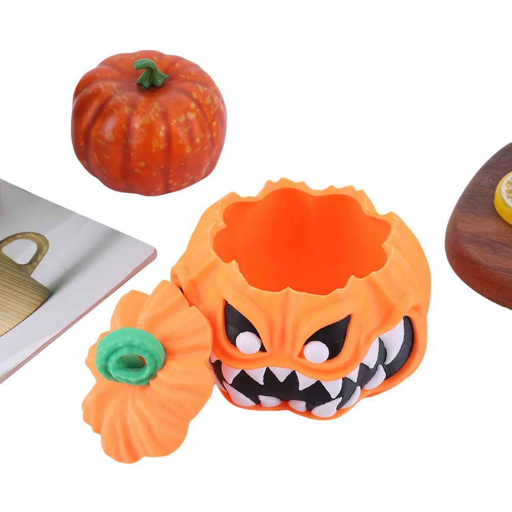 3D Printed Pumpkin Bowl with Lid 3D Printed Halloween Pumpkin Decorative Halloween Pumpkin Bowl Scary for Halloween Decoration
