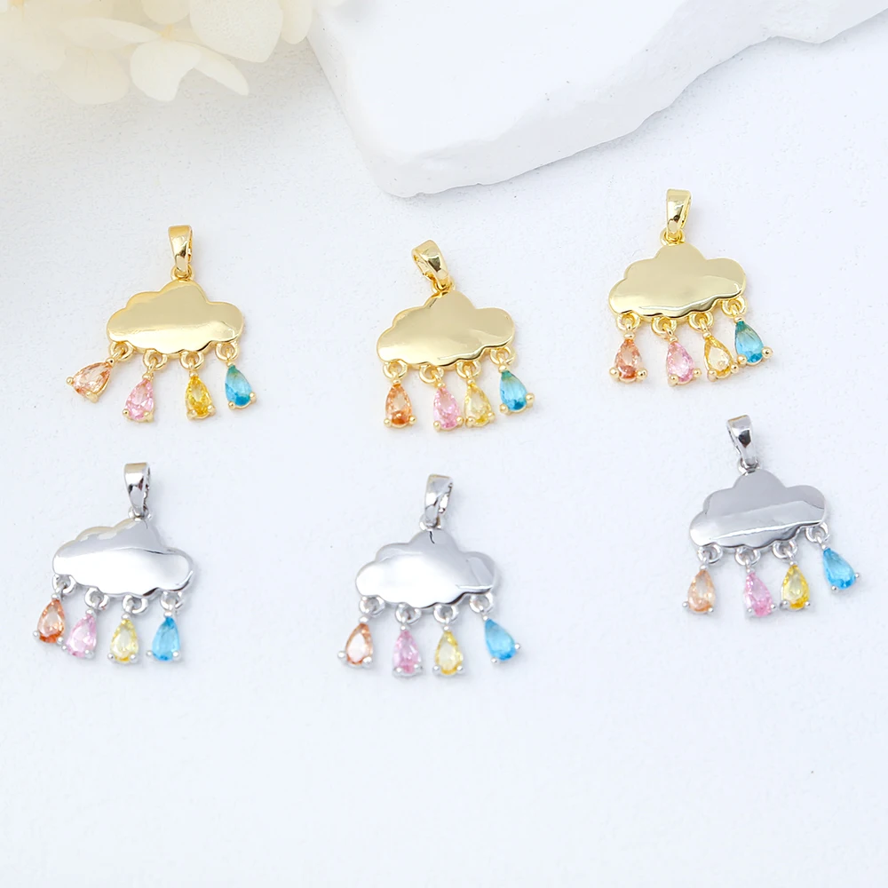 2Pcs Rain Cloud Charm Crystal Raindrop Cute Cartoon Raindrop Weather Pendant Charm for Jewelry Making Charms Necklaces Supplies