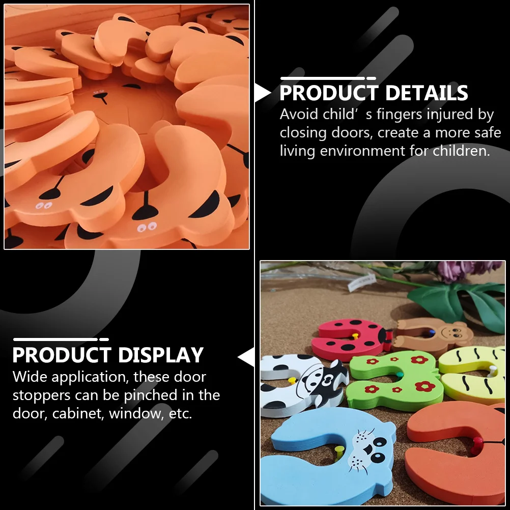 

12Pcs Finger Pinch Guard Cartoon Animal Door Stopper Safety Finger Protector Childproof Door Stopper Cushion for