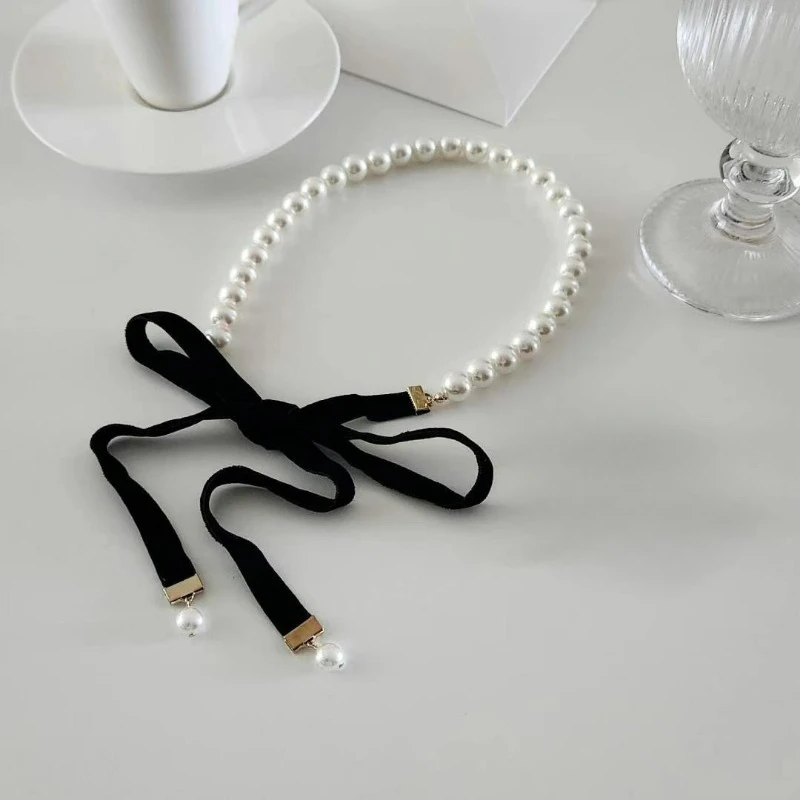Imitation Pearl Women's Necklace Sweet Romantic Luxurious Adjustable Velvet Strap Wedding Collar For Women Fashion Jewelry 2023