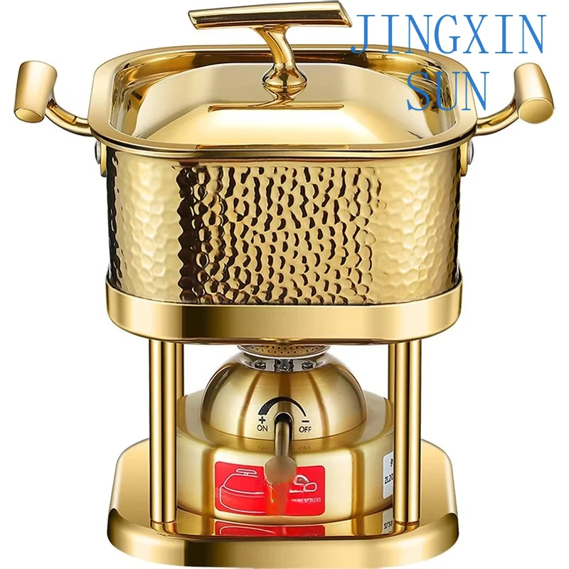 Single Modern Design 304 Triple Steel Hot Pot Clear Soup Pot Restaurant Alcohol Buffet Hot Pot
