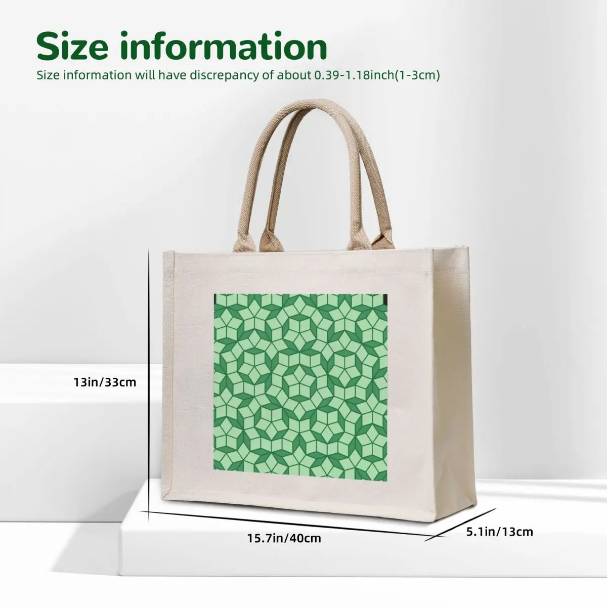 Aperiodic tiling - Light and dark green 2 Tote Bag shopping cart bags custom fabric bag tote bag women