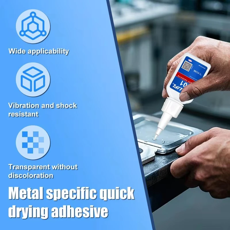 Loolifl-401 Super Cyanoacrylate Glue, Industrial Fast-Drying Adhesive, Strong Adhesive for Metal, Plastic, Rubber, and Wood, Universal Instant Adhesive, Low Whitening, Low Odor, Waterproof, High Strength, Quick-Drying Adhesive view 6