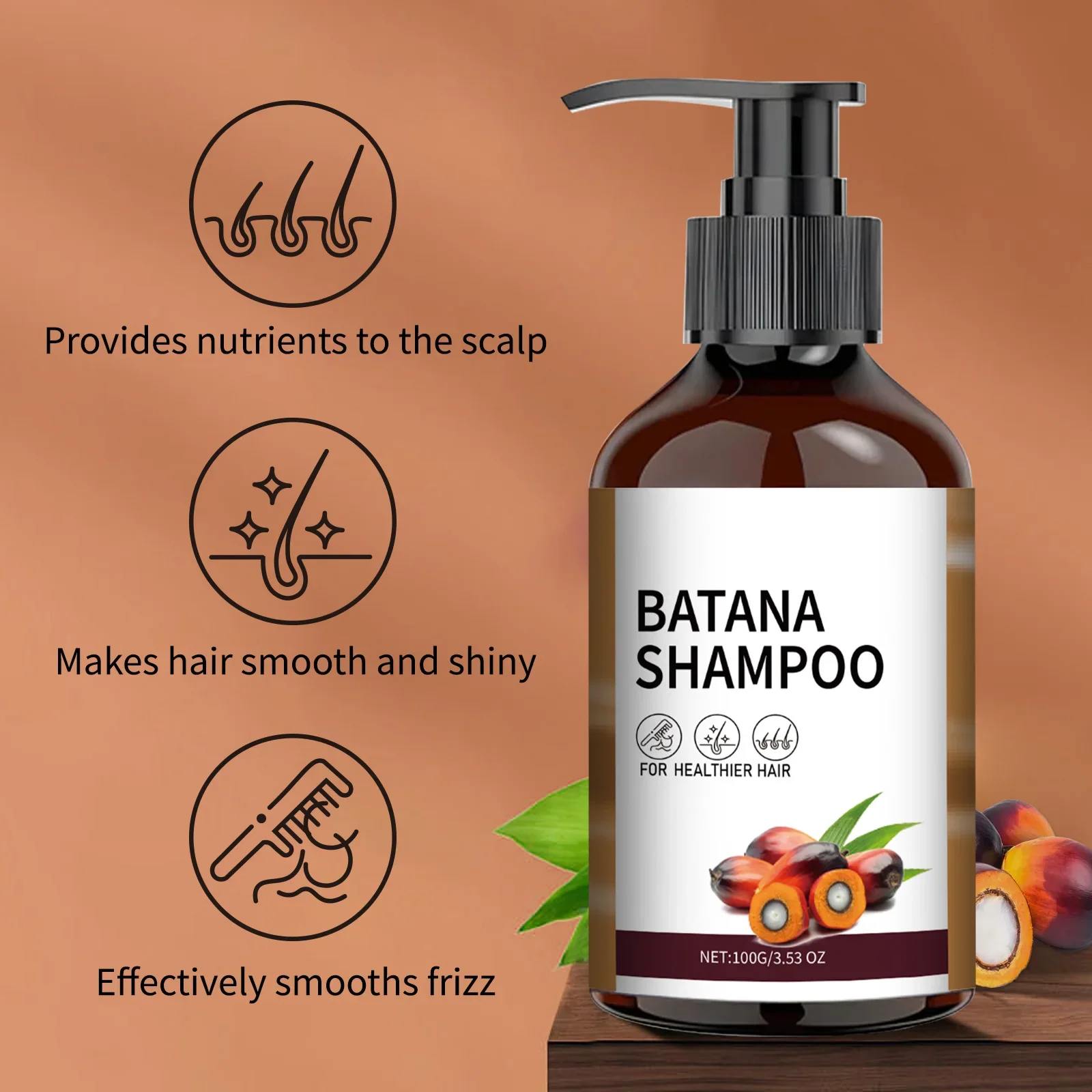 Shampoing à l'huile de Batana pour le soin du cuir chevelu, réparation intense et traitement nourrissant apaisant pour tous les types de cheveux