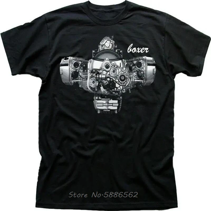 Boxer Engine Graphic T-shirt Men Women Cotton Short Sleeve O-neck Soft Breathable Casual Motorcycle Biker Tee Tops