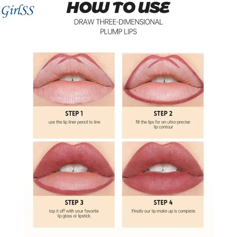 Delineador labios mate, lápiz delineador labios altamente pigmentado para forma y esculpir labios, lápiz labial