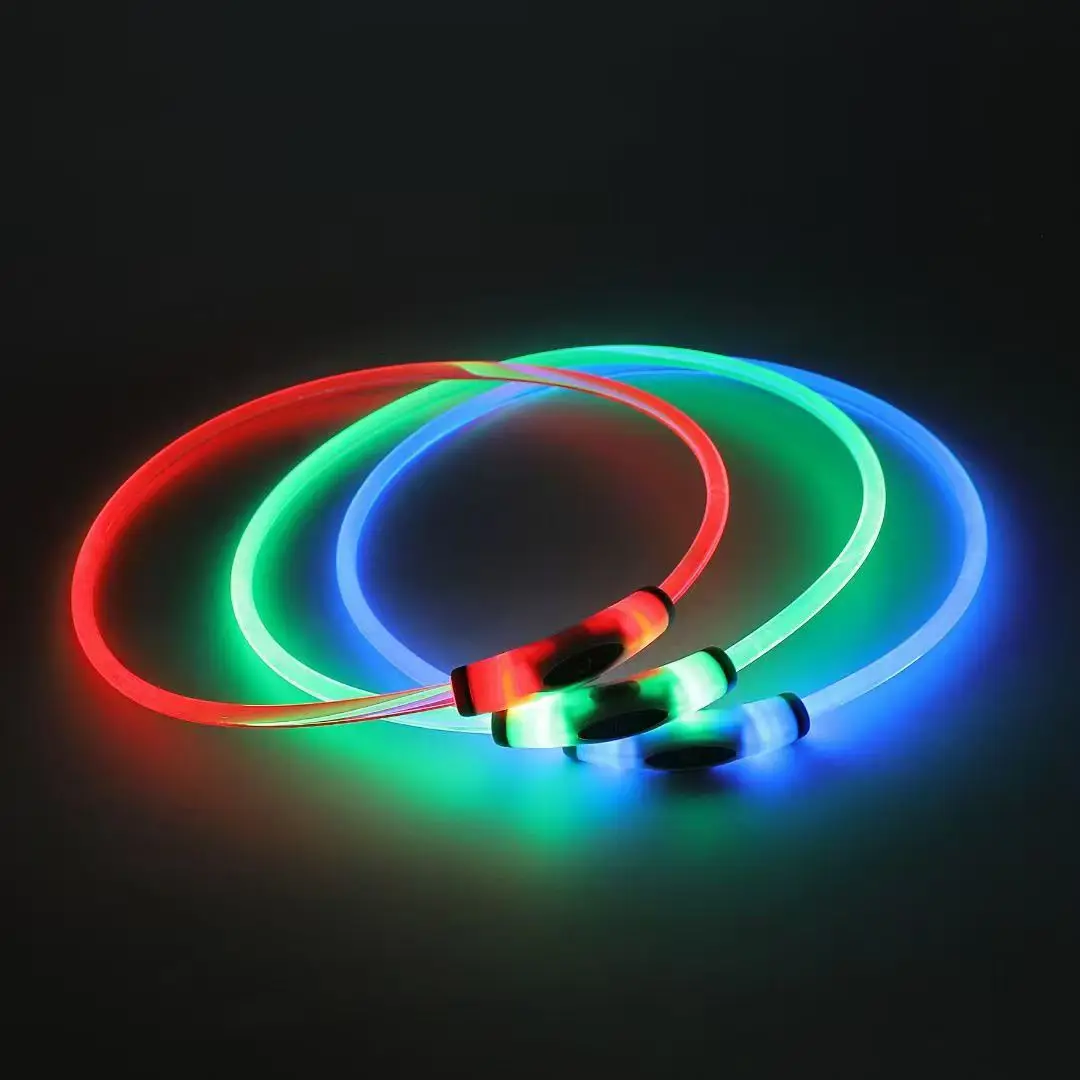 1 طوق كلب Dlitk LED قابل لإعادة الشحن عبر USB، طوق مضيء للكلاب بحجم القطع من مادة TPU، ضوء طوق كلب، يرجى عدم استخدام الشحن السريع