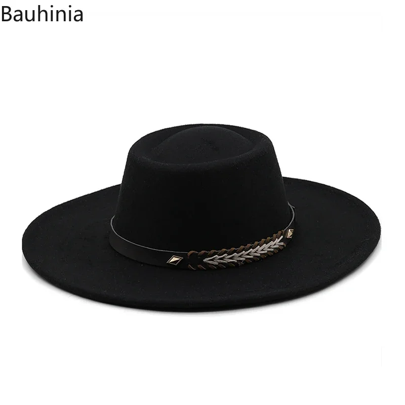 

British Style Felt Fedoras Hats for Women9.5CM Wide Brim Men Formal Luxury Jazz Caps Bowler Wedding Dress Hat Chapeau Femme