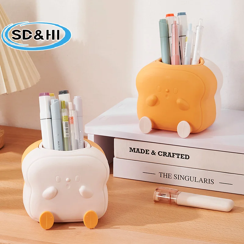 1PCS Mini Toast Pen Holder Multifunctional Storage Rack Toothbrush Holder Desktop Rack Table Home Decoration Student Gift
