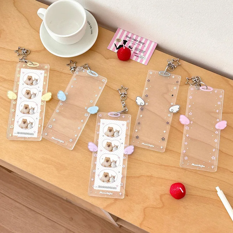 2x6 Inch Photo Holder Lightweight Photo Booth Album Acrylic Card Holder Portable Angel Wings Frames For Photo Strips Card Gifts