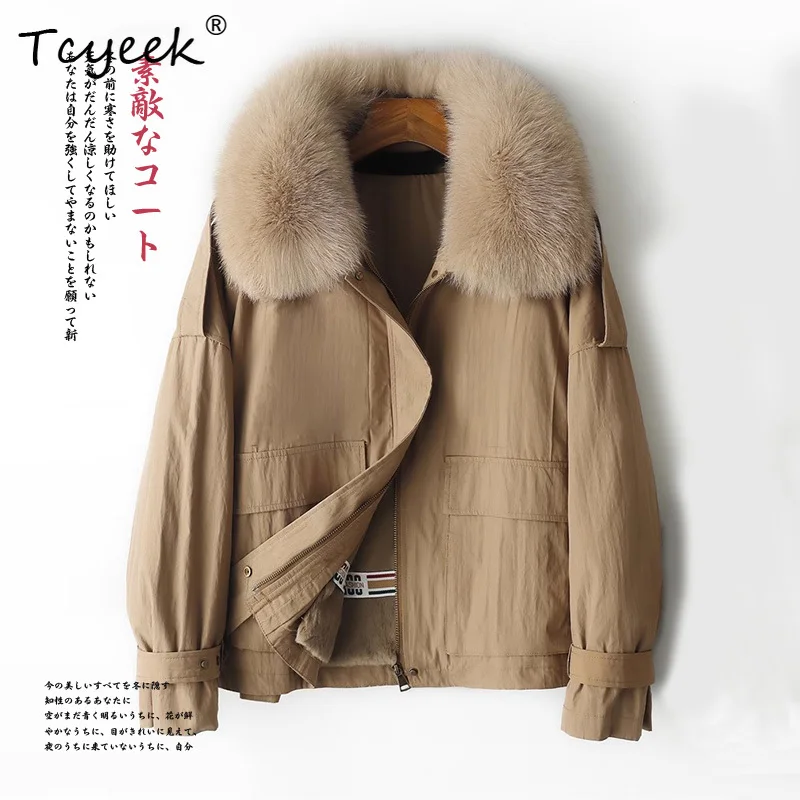 Tcyeek automne hiver haut de gamme Version coréenne col en fourrure de renard avec fourrure de lapin détachable femmes Parka manteau de fourrure Fourrures Femme