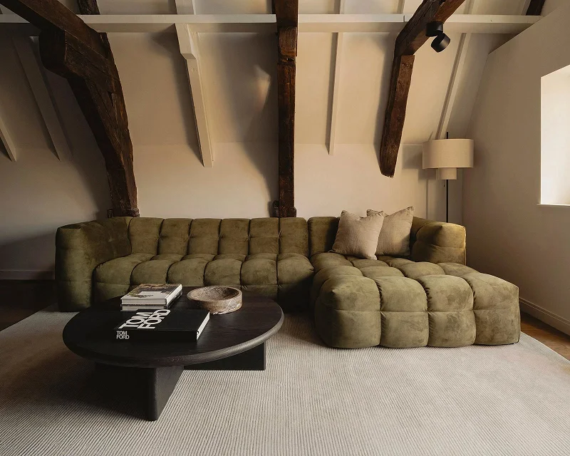 Modern Luxury Solid Wood Size Brown Velvet Combination Sofa Modular Sofa for Living Room