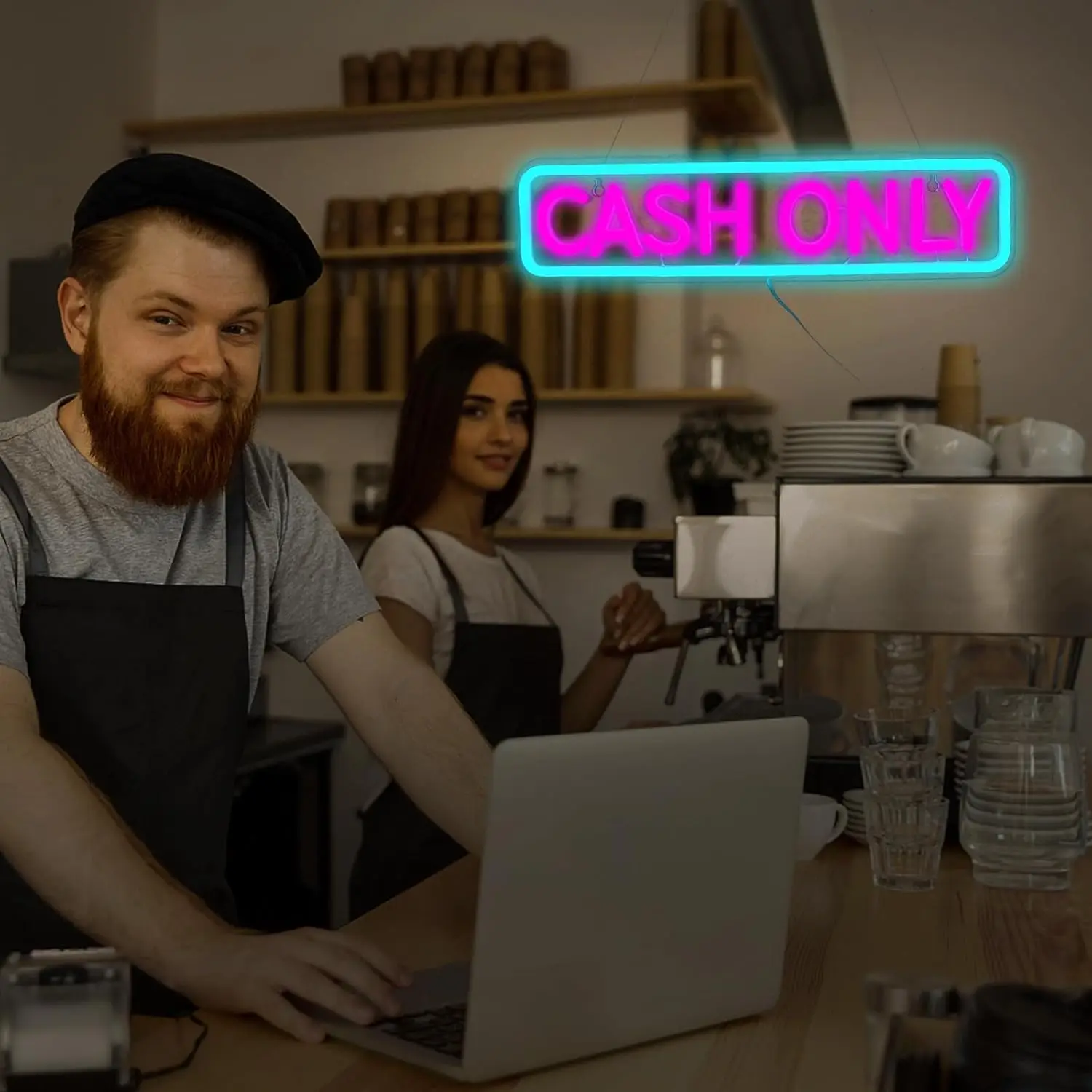 علامة ضوء نيون ليد للأعمال التجارية ، نقد فقط ، ديكورات أبواب ، متجر ، فندق ، مول ، سوبر ماركت ، ديكور منزلي ، هدية