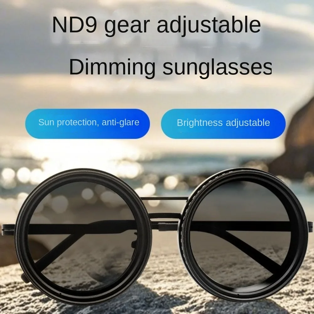 

2025 Vintage Style polarized sunglasses ND9 Adjustable ND Filter Lenses Glasses Punk Men ND2-400 Retro Glasses Unisex