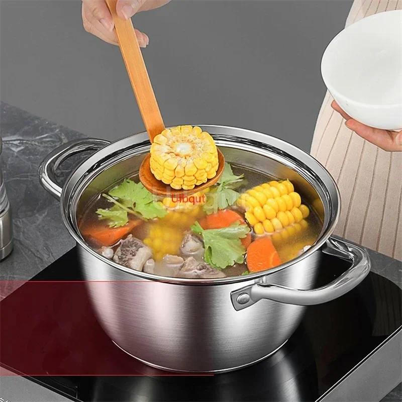 304 stainless steel steamer Congee Noodle Soup Pot Small boiling Pot for Induction Gas Cookers Hotpot 20-24CM Thick Soup