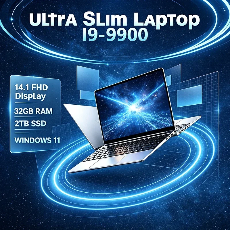 14.1 Inch 120Hz FHD IPS Laptop Intel I9-9900 Processor 32GB Large RAM 2TB High Speed SSD Backlit Long Lasting Battery Notebook