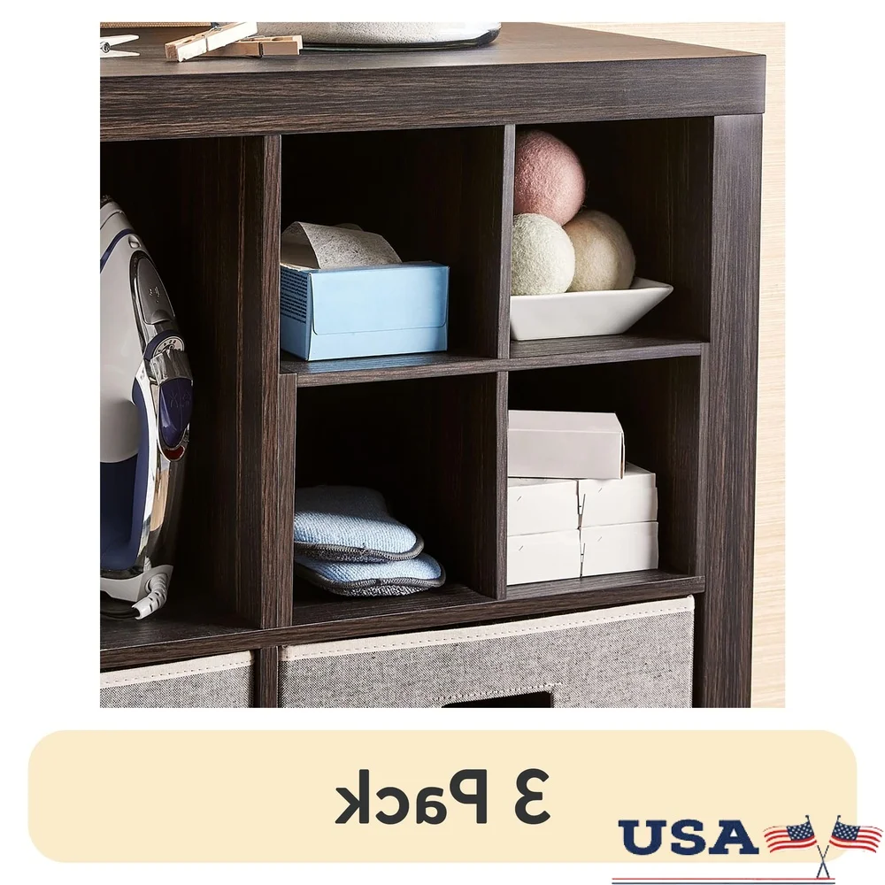 

Четырехполка-органайзер-куб, вставка из табачного дуба, 3 упаковки, отдельно стоящая перегородка для хранения, домашний офис, ремесленная комната, организация кухни