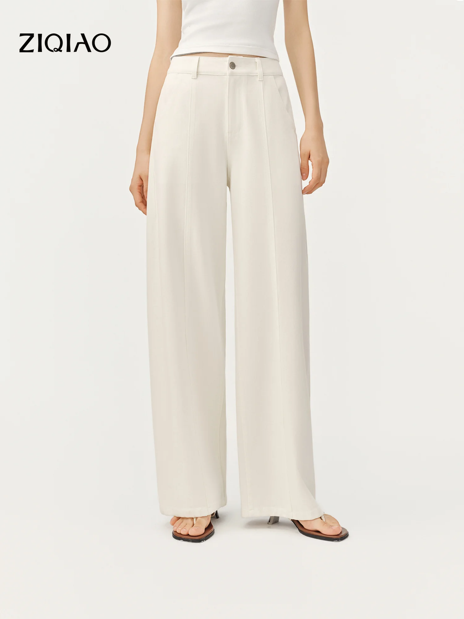 ZIQIAO 2026 Fall Women's High Waist Deconstructed Paneled Barrel Leg Jeans - Stylish Edgy Casual Long Pants for Daily Wear