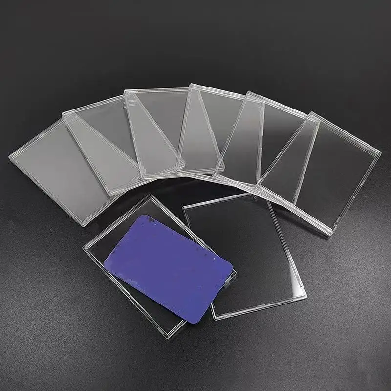 Clear Acrylic Card Holder Snap Type Gaming Sports Trading Card Display Case Kpop Idol Photo Protective Sleeves Not Magnetic10PCS