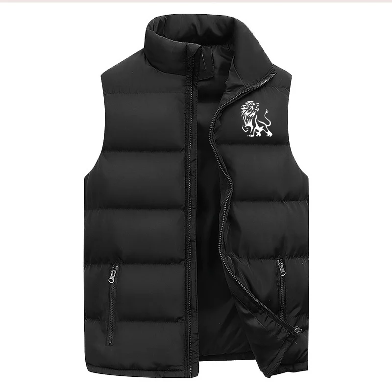 Men\'s Vest Winter Clothes Mens Jacket Outerwear Coats Autumn Winter Sleeveless Standing Collar for Warmth and Thickened Tank Top