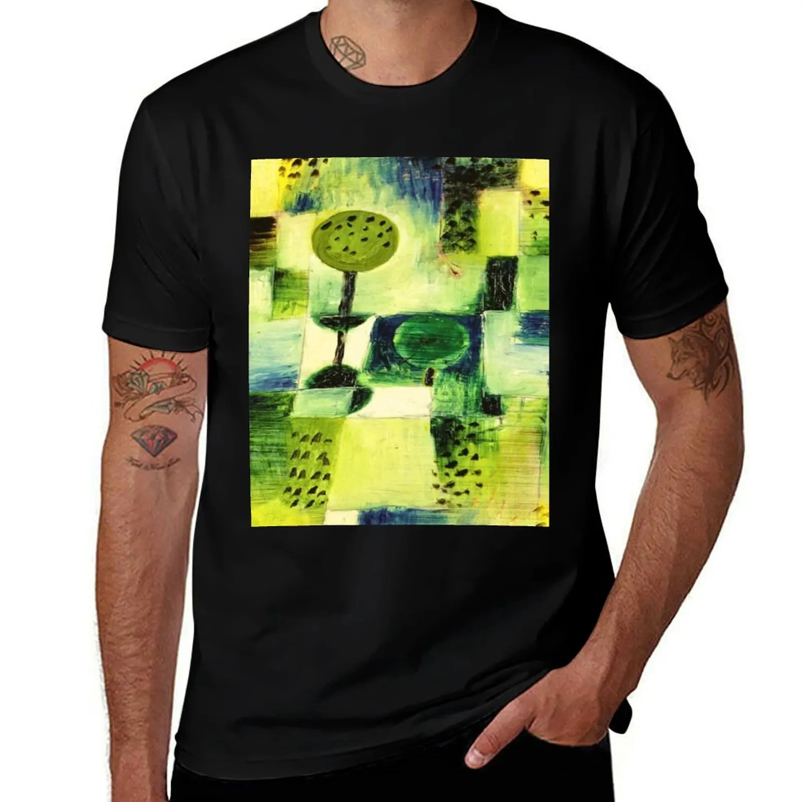 Paul Klee Art T-Shirt Park in the rain 1920 T-Shirt hippie clothes Blouse men tshirt