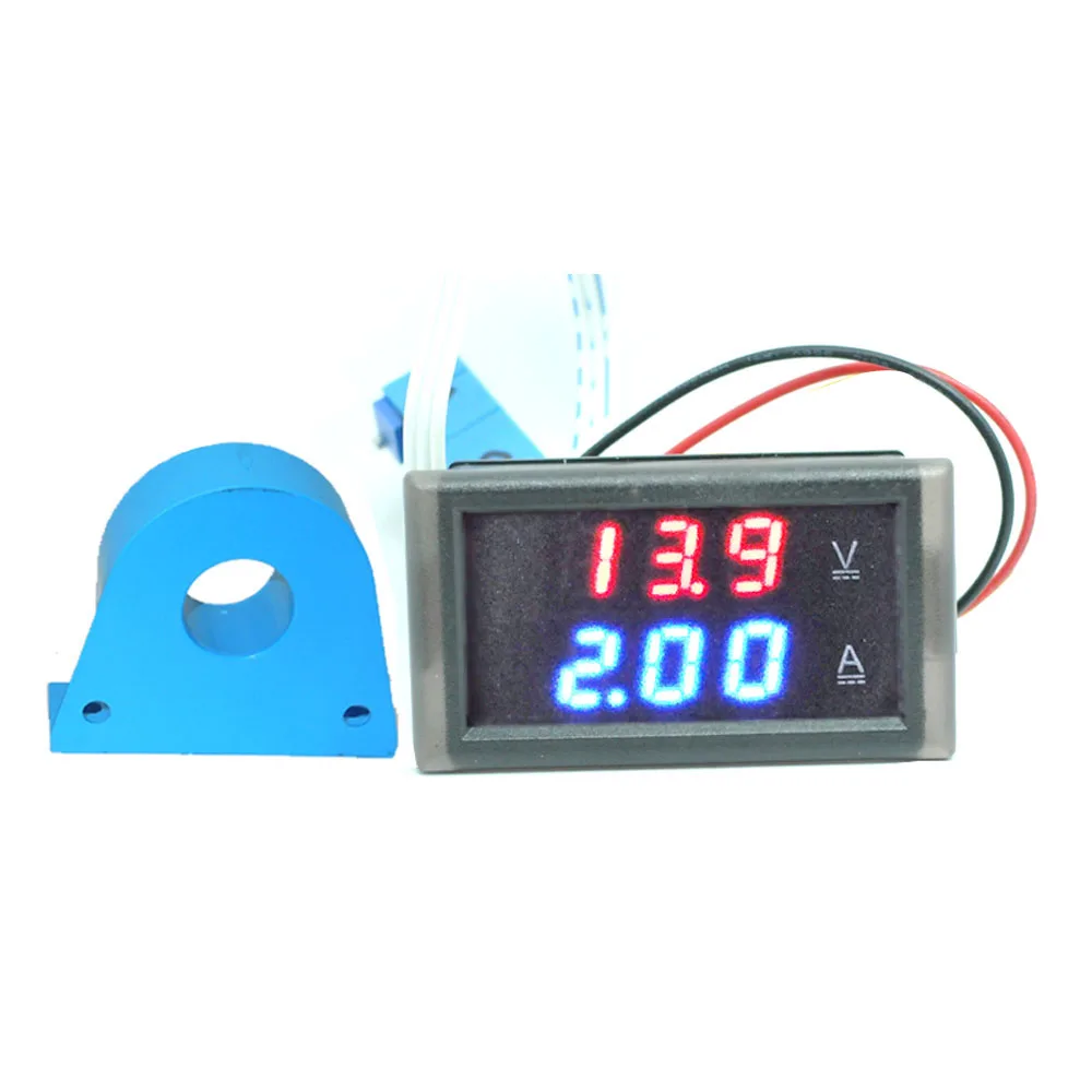 2wire 14-600V 0-500A DC Hall Voltmeter ammeter LED Digital Voltage Current Meter battery monitor 10A 20A 50A 100A 200A 300A