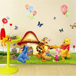 Cartoon Winnie The Pooh Wall Sticker Living Room Bedroom Wall Decor Anime Poster Wall Stickers For Kids Rooms