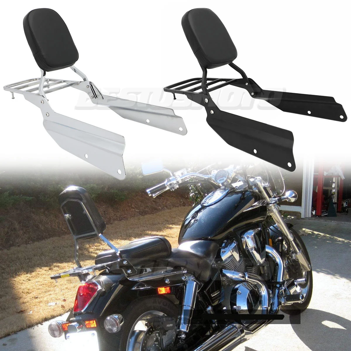 Motorcycle Detachable Passenger Backrest Sissy Bar Luggage Rack For Honda VTX1300 VTX1800 VTX1300C VTX1800C VTX1800F 2002-up