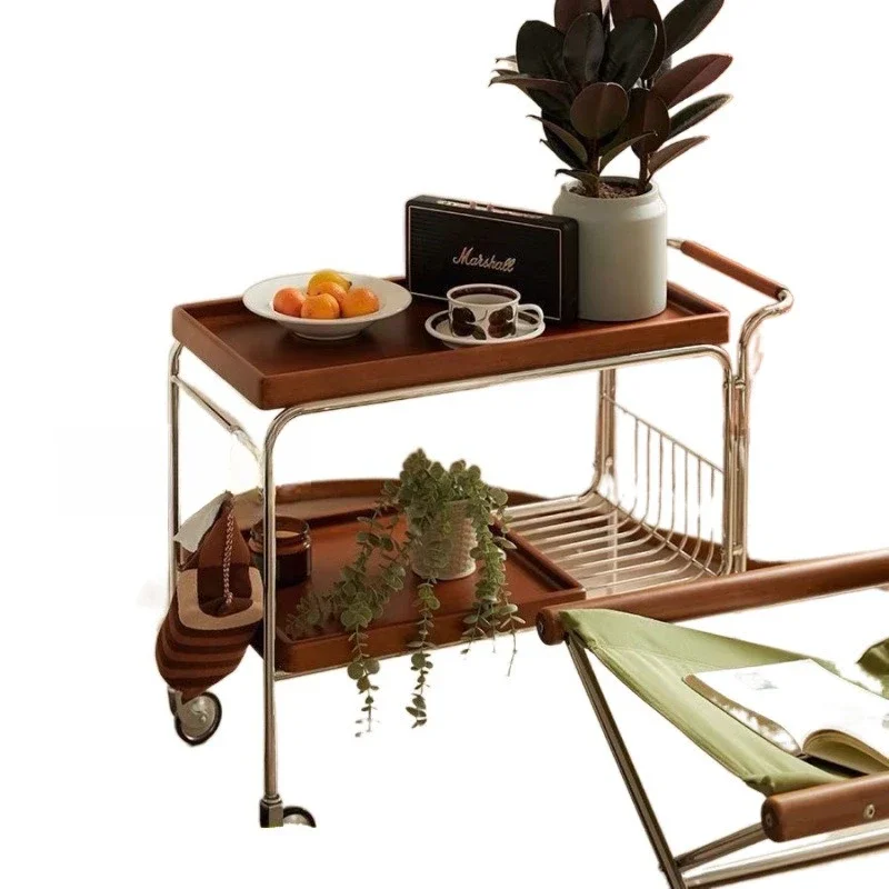 

Tea trolley Internet celebrity solid wood retro living room