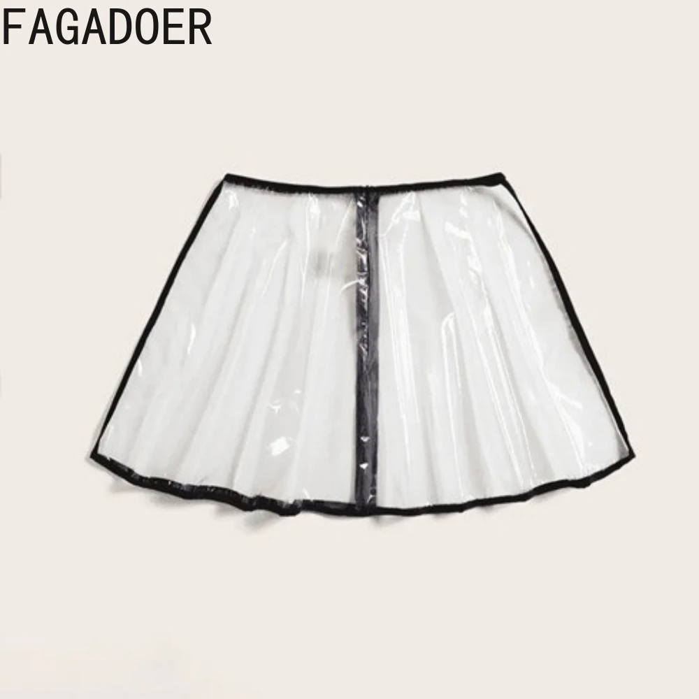 FAGADOER-See من خلال تنورة صغيرة للنساء ، ملابس نادي حفلات شفافة ، تنانير قصيرة مطوي مثير ، ثوب كرة الموضة