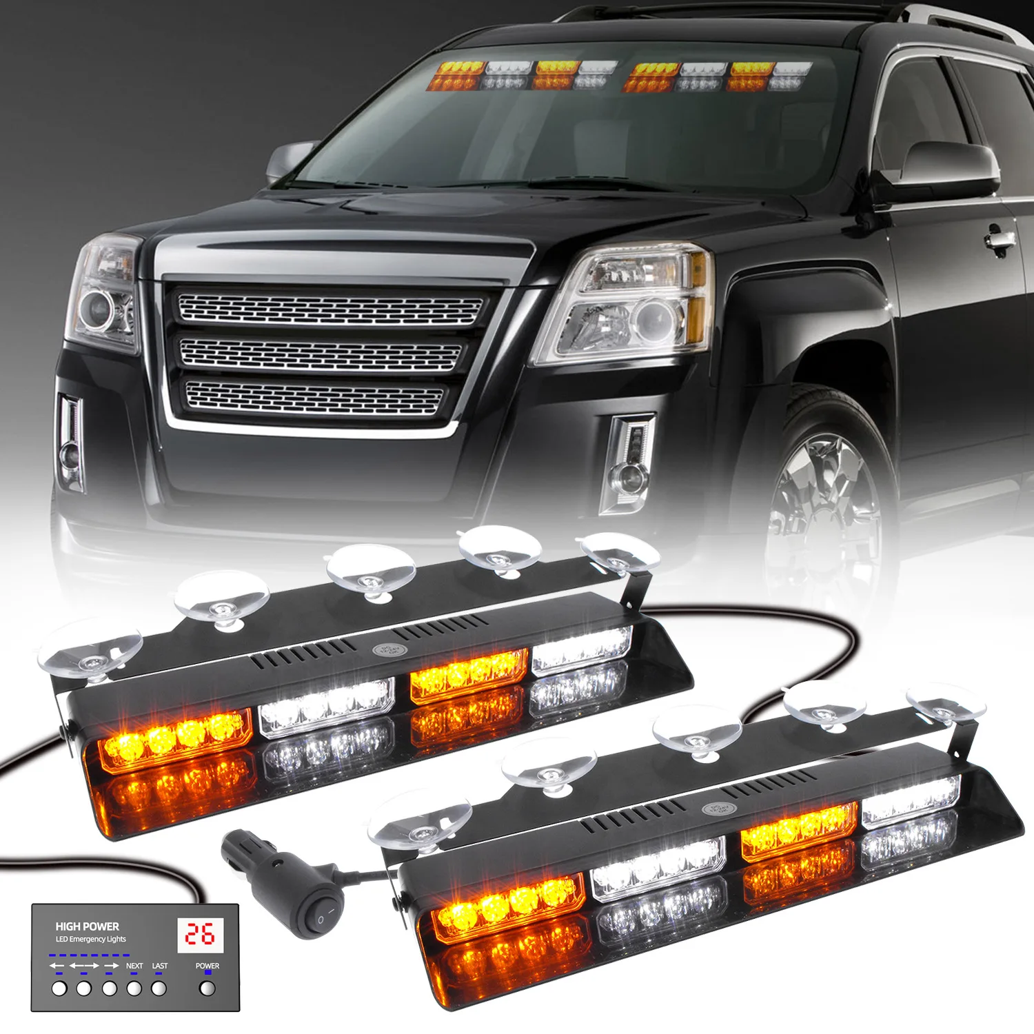 32Led Emergency Strobe Safety Flashing Warning Danger Internal Front/Rear Windshield Deck Lights