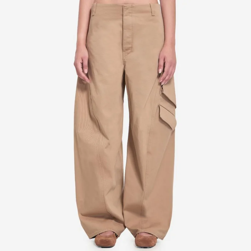 

Autumn new women's pure cotton washed multi pocket workwear jeans high-quality fashionable high street heavy-duty wide leg pants