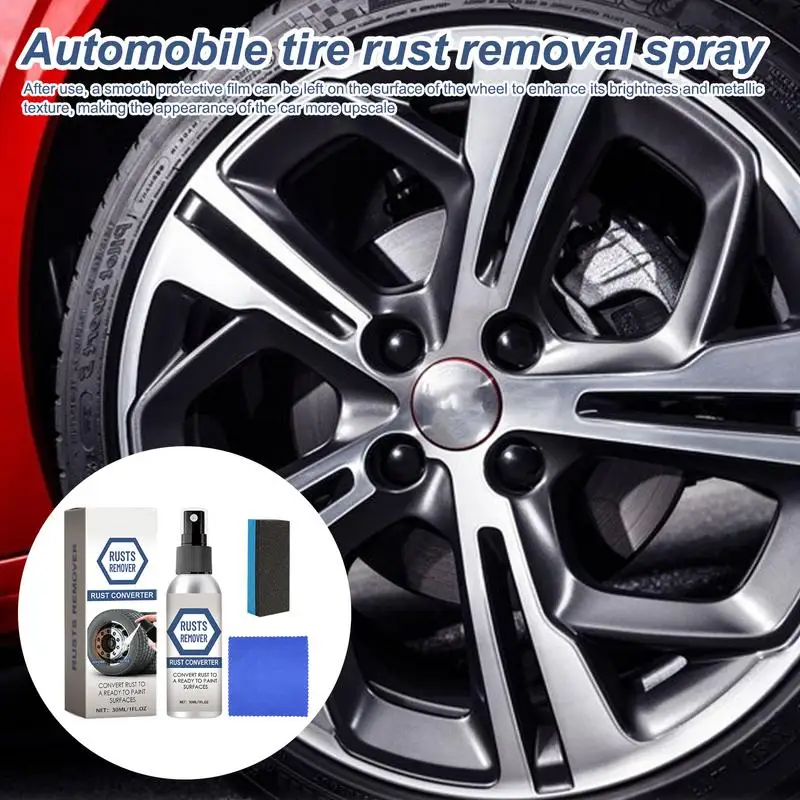 

Car Wheel Cleaner Spray 30ml Maintenance Cleaner With Sponge And Towel Rust Cleaner For Car Wheel Rims Cleaner Spray