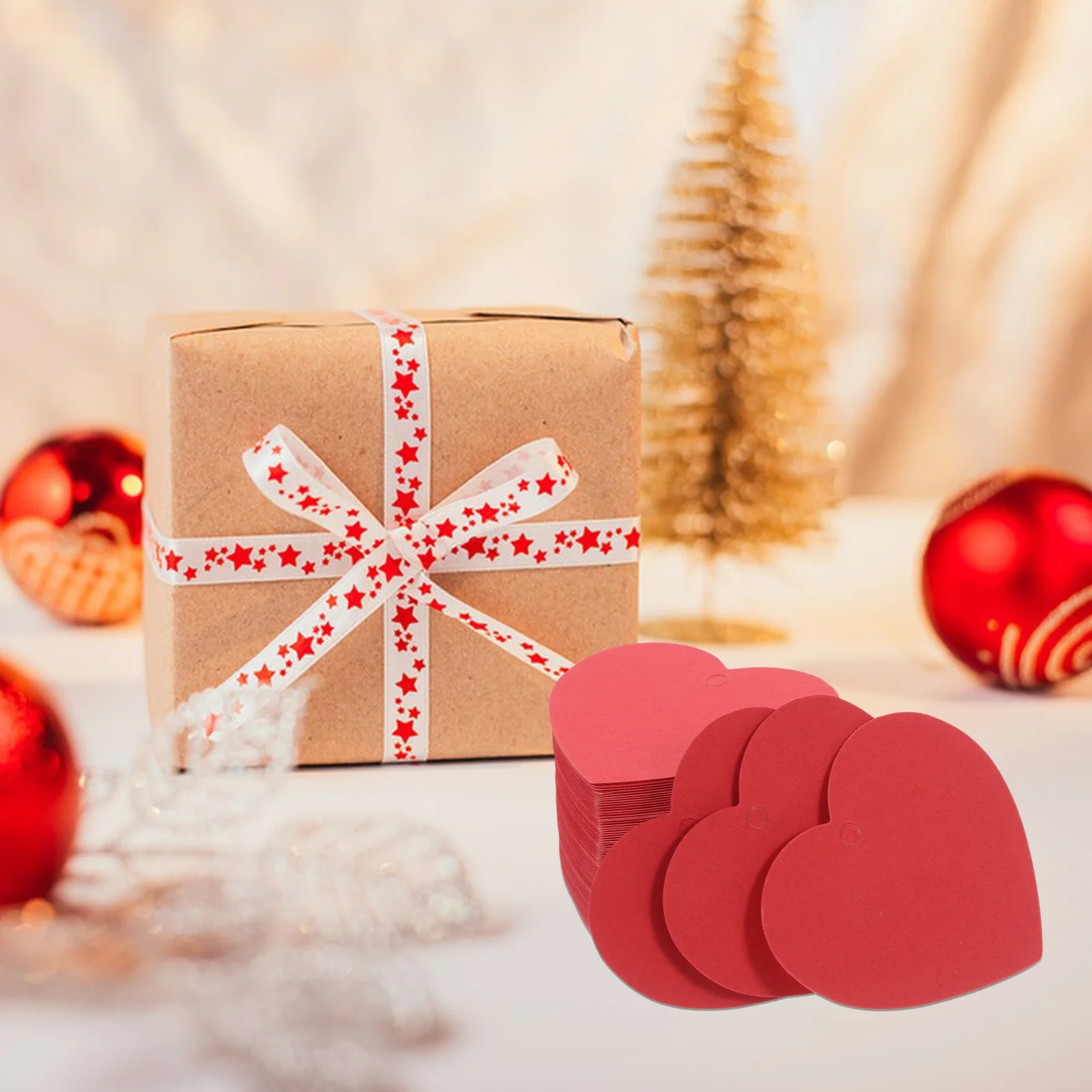 

100Pcs Red Heart Paper Tags Heart-Shaped DIY Labels Valentines Day Wedding Party Decorations Paper Cutouts Red Heart Label