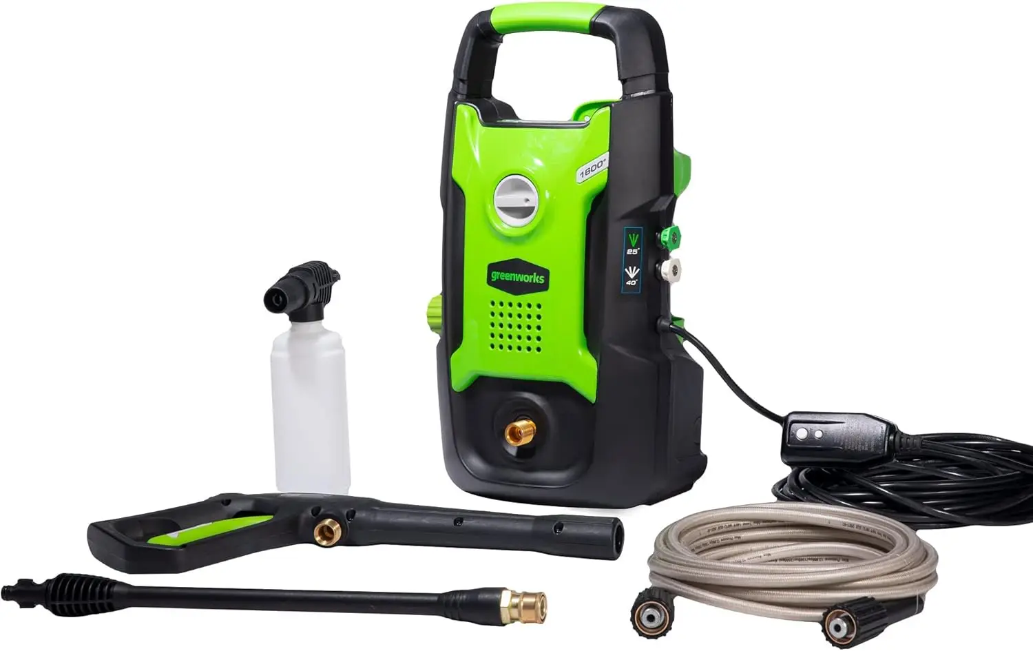 

Greenworks 1600 PSI (1.2 GPM) Electric Pressure Washer (Ultra Compact / Lightweight / 20 FT Hose / 35 FT Power Cord) Great For C