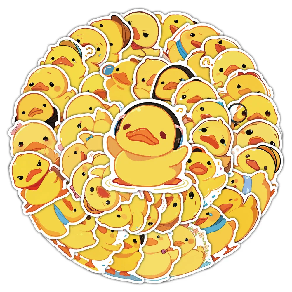 50 Stück süße gelbe Ente Graffiti Aufkleber Cartoon Ente Dekoration Schreibtisch Tür wasserdicht Aufkleber