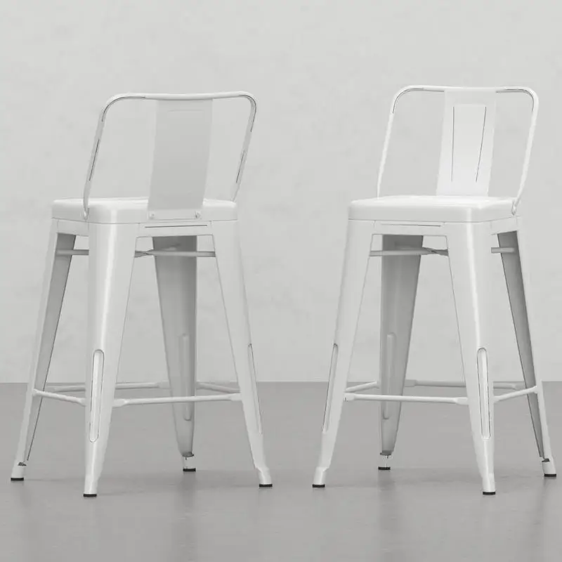 

24-Inch Metal Counter Height Stools (Set of 2) with Sturdy Design for Kitchen or Bar